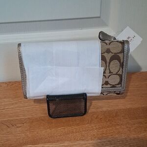 Coach Signature Brown and Tan Wallet